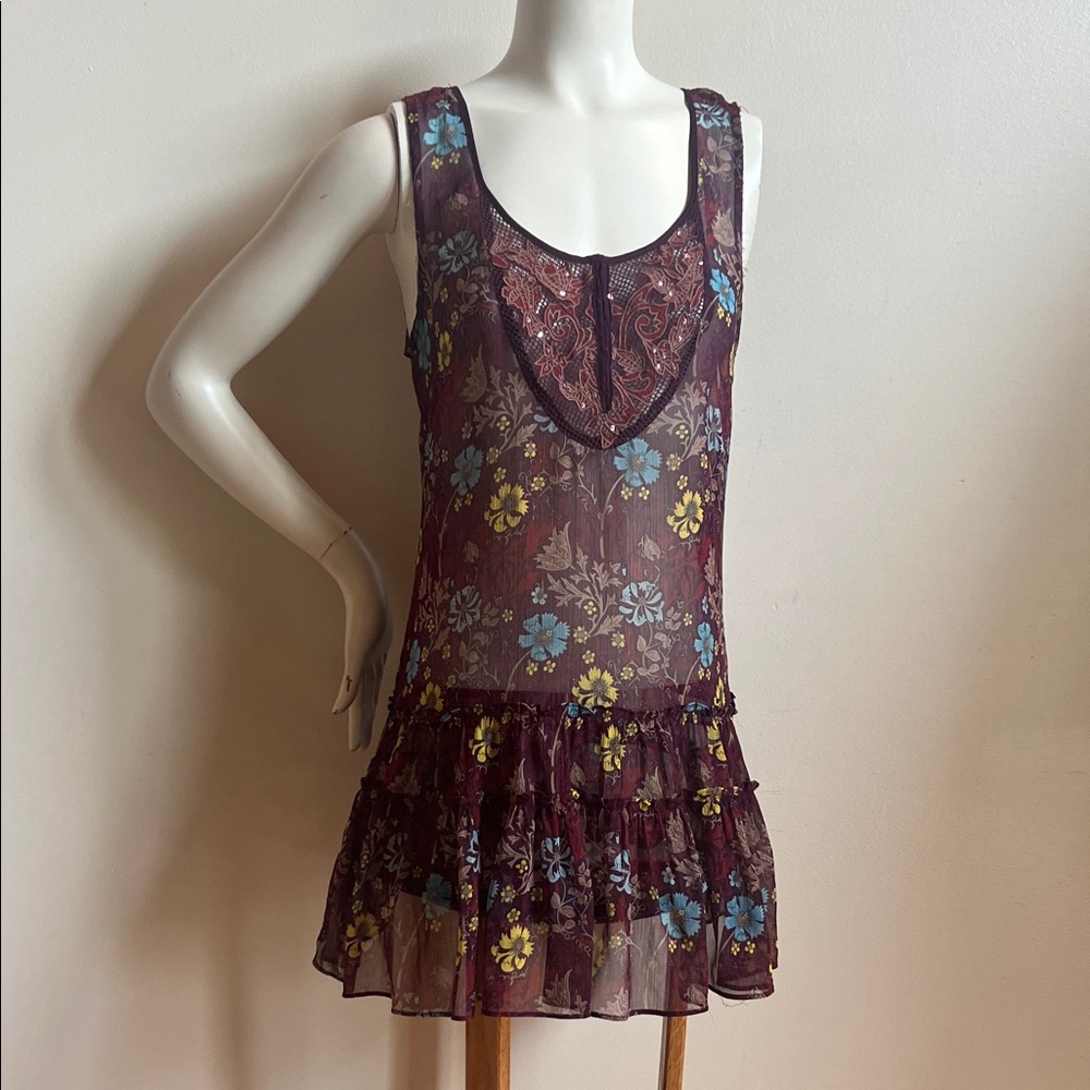 Free People Multicolor Floral Dress size 6 whimsy cottagecore
